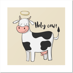 Holy Cow Funny Cow With Halo Angel Joke Design Posters and Art